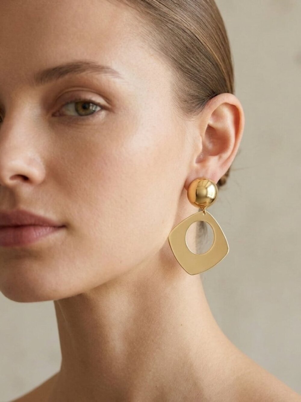 NEW Tuckernuck Gold Lennon Earrings Statement Geometric Drop Dangle Chunky